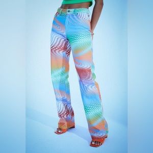 Jaded London Petite Slouchy Fit Abstract Pants